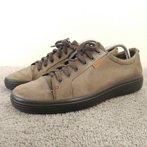 ECCO Soft 7 Mens Size 43 EU Shoes Brown Leather Low Top Lace Up Sneakers